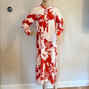Floral Red and White Maxi Dress